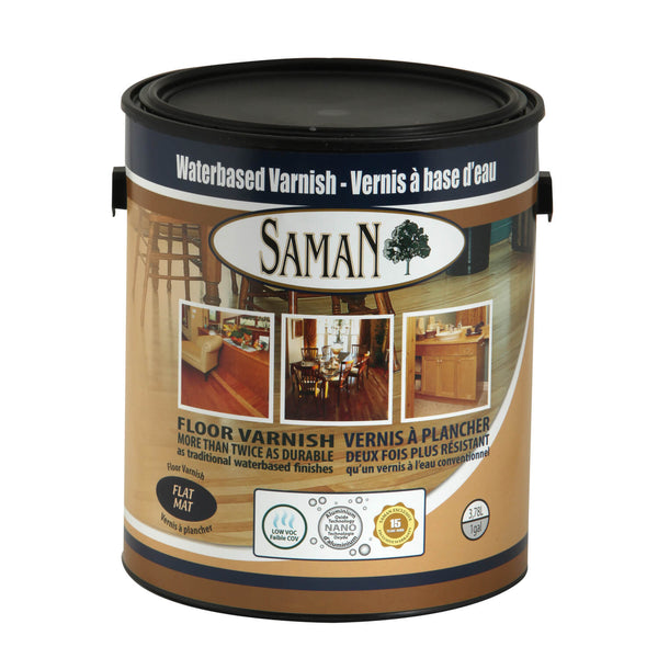 Saman Waterbased Floor Varnish, Flat, Satin or Gloss Finish