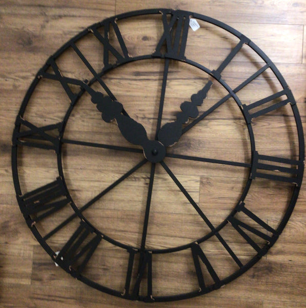 Metal and Wood Faux Clock - Black