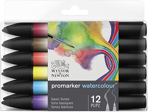 Winsor & Newton Promarker Watercolour - Basic Tones 12pc